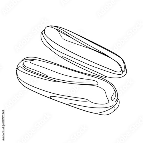 Two classic eclairs with glaze in a minimalist continuous line art style.