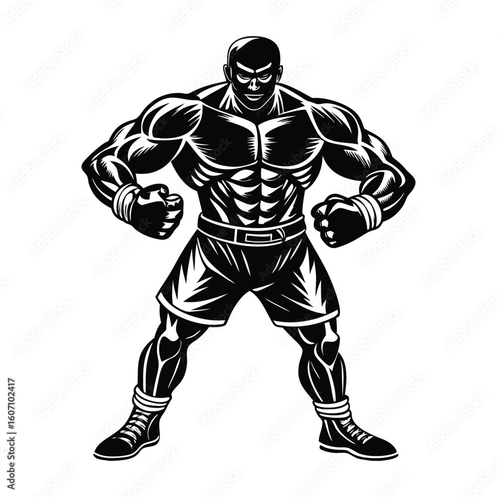 Fototapeta premium Vector a boxer stand with pose vector silhouette on white background