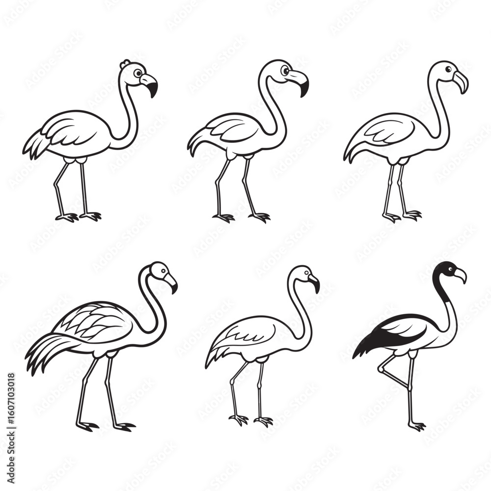 Fototapeta premium A drawing of a flamingo line art illustration