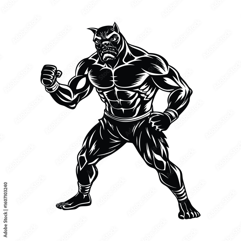 Obraz premium Vector a boxer stand with pose vector silhouette on white background