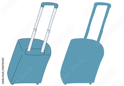 キャリー　旅行　趣味　イラスト　水色　2セット　線画　シークレット　色違い