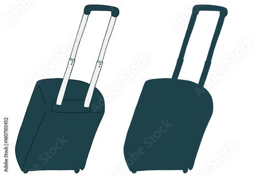 キャリー　旅行　趣味　イラスト　濃い緑　2セット　線画　シークレット　色違い