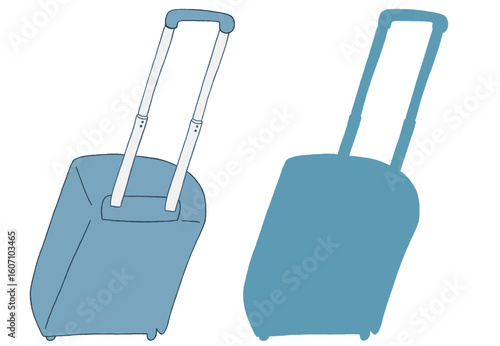 キャリー　旅行　趣味　イラスト　水色　2セット　線画　シークレット　色違い