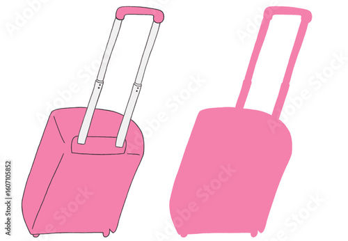 キャリー　旅行　趣味　イラスト　ピンク　2セット　線画　シークレット　色違い