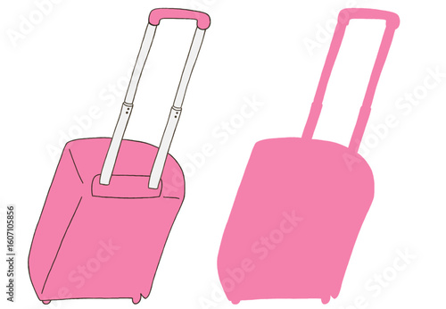 キャリー　旅行　趣味　イラスト　ピンク　2セット　線画　シークレット　色違い