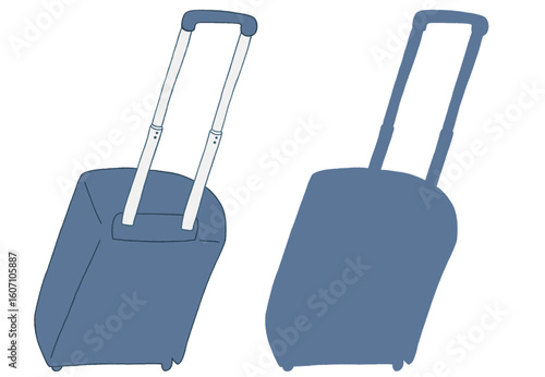 キャリー　旅行　趣味　イラスト　ブルー　2セット　線画　シークレット　色違い