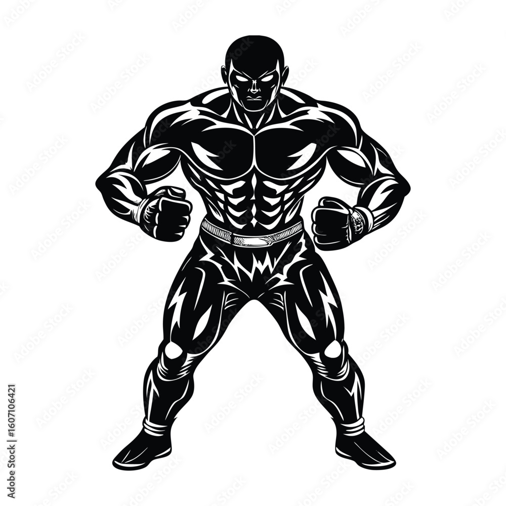 Fototapeta premium Vector a boxer stand with pose vector silhouette on white background