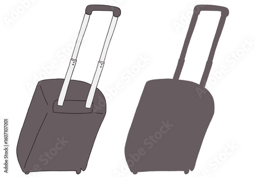 キャリー　旅行　趣味　イラスト　濃い灰色　2セット　線画　シークレット　色違い