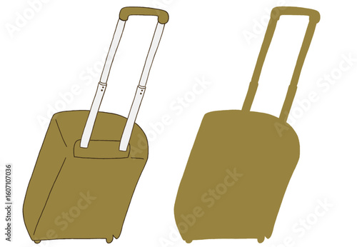 キャリー　旅行　趣味　イラスト　黄土色　2セット　線画　シークレット　色違い