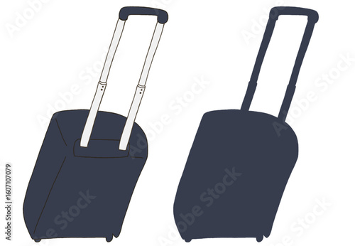 キャリー　旅行　趣味　イラスト　藍色　2セット　線画　シークレット　色違い