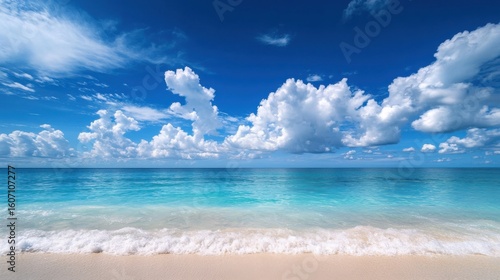 Wallpaper Mural Tranquil ocean waves lapping on sandy beach tropical paradise high-resolution photography serene atmosphere panoramic view natural beauty Torontodigital.ca