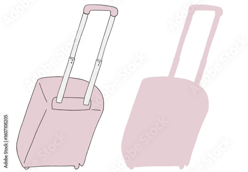 キャリー　旅行　趣味　イラスト　薄ピンク　2セット　線画　シークレット　色違い