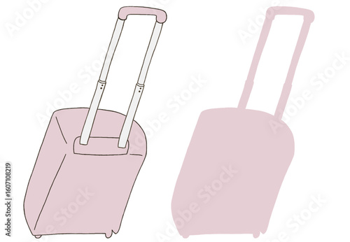 キャリー　旅行　趣味　イラスト　薄ピンク　2セット　線画　シークレット　色違い