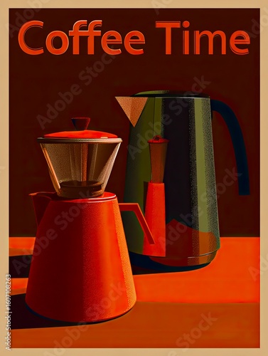 Coffee Machine with Fresh Orange Slices on Warm Toned Background