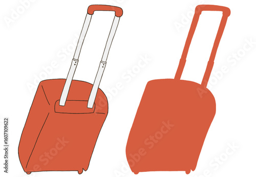 キャリー　旅行　趣味　イラスト　オレンジ　2セット　線画　シークレット　色違い