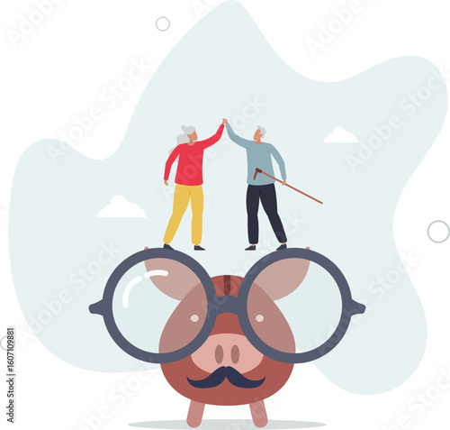 Retirement savings plan, pension fund or investment for elderly, 401k or financial asset for retiree,human life.