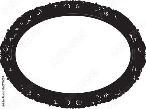 Royal Oval frame in silhouette white background pure.