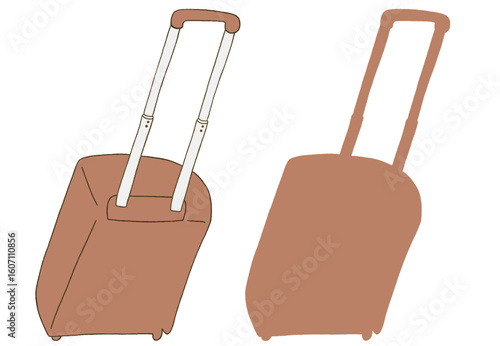 キャリー　旅行　趣味　イラスト　薄茶色　2セット　線画　シークレット　色違い