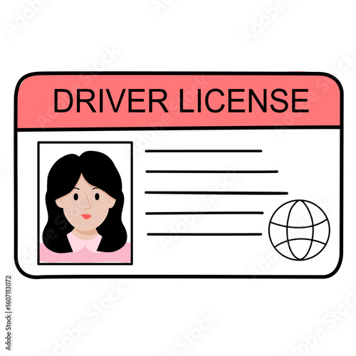 Vector illustration of a drivers license Featuring a female photo also usable as an identification or ID card template