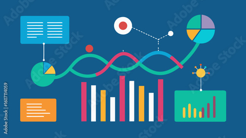 Abstract Data Analysis Vector Illustration with Charts Graphs and D N A