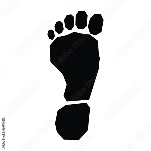 Black silhouette footprint on white background showing foot anatomy and human presence