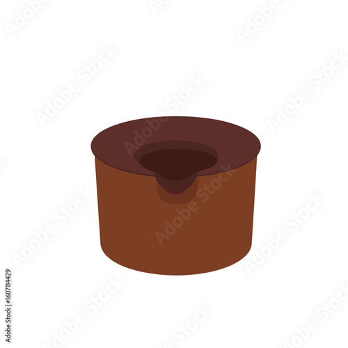 Brown cylindrical crucible with a central hole and an integrated pouring spout.