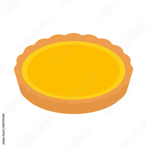 Flat vector illustration of a whole yellow pie with a scalloped pastry crust.