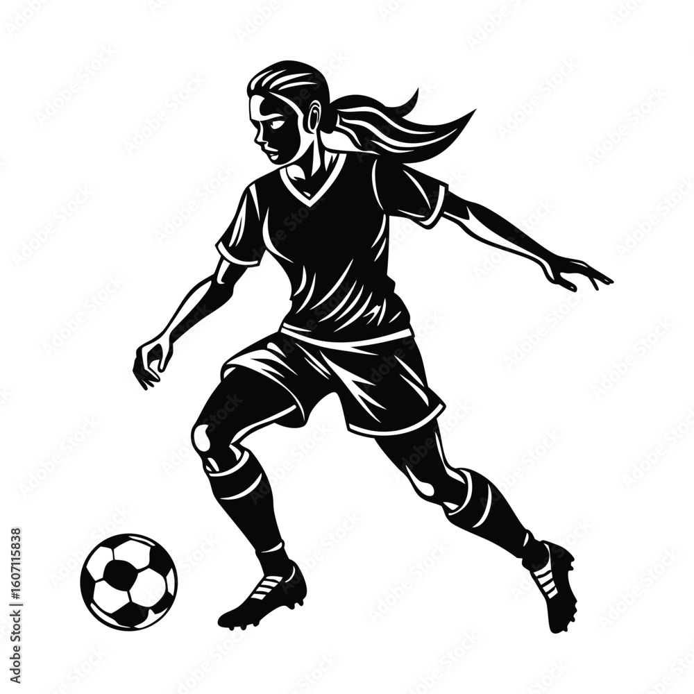 Naklejka premium female soccer vector silhouette Graphic - Girls