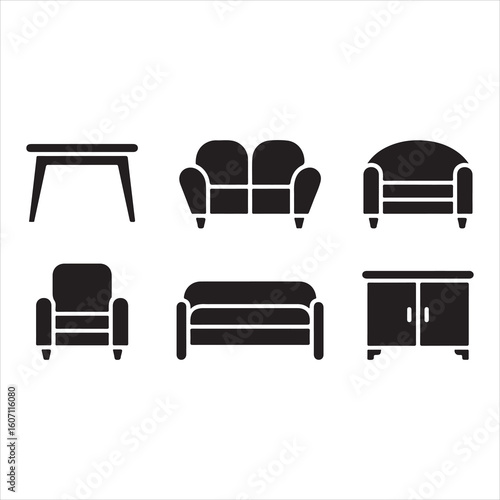 set of furniture vector