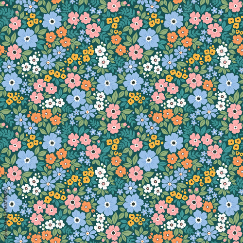 Cute floral pattern in small hand draw abstract flowers. Ditsy style. Floral seamless background for fashion prints. Vintage print. Seamless vector texture. Spring bouquet. Stock vector pattern.
