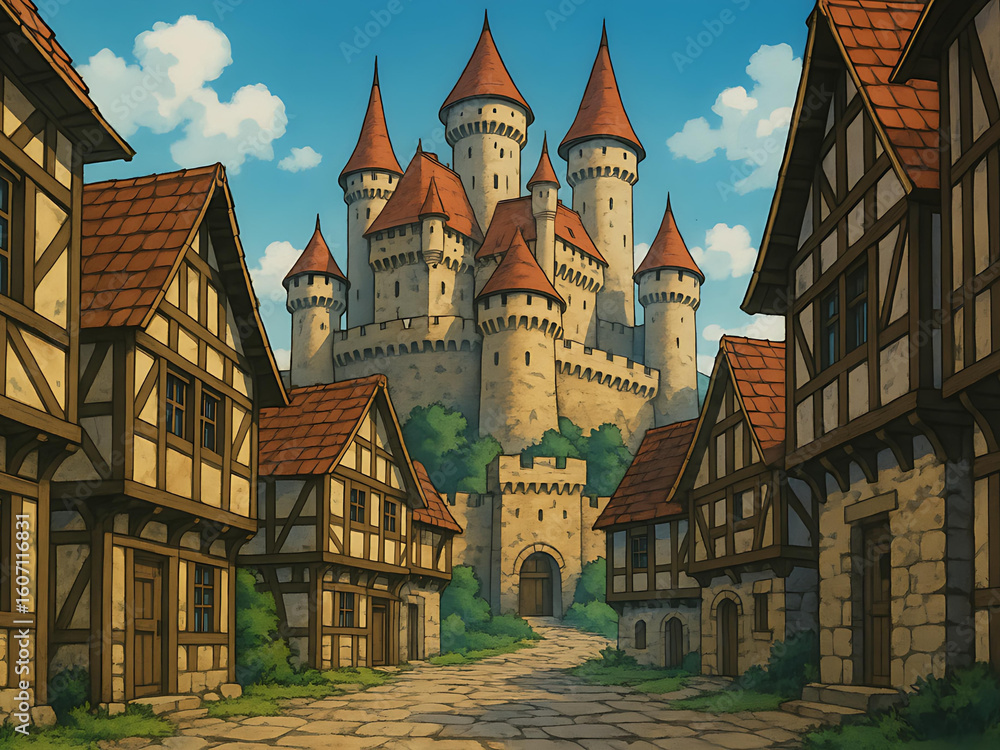 Fototapeta premium old anime style castle