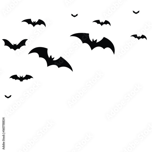 bat flock halloween element, vector black bat,  halloween bat element, flying black bat group vector