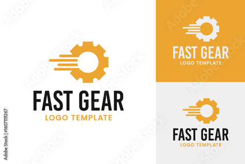 Gear with fast icon logo design template vector symbol illustration