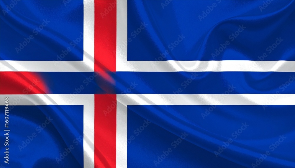Fototapeta premium Iceland national flag with blue field, white cross, and red cross layered inside—symbolizing sea, ice, and volcanic fire