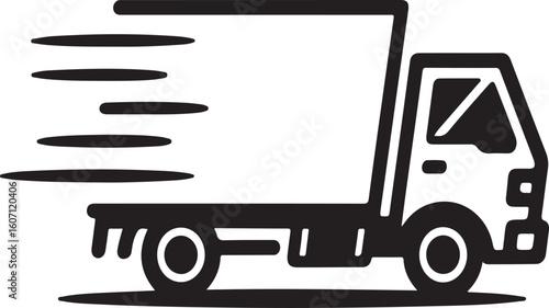 Fast moving delivery truck icon transport logistics