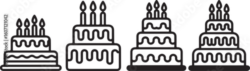 Tiered cakes with candles birthday celebration