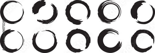 abstract black brush stroke circles vector set for creative design projects