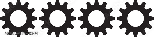 high quality vector illustration of four interlocking gears for industrial automation and machine component layouts