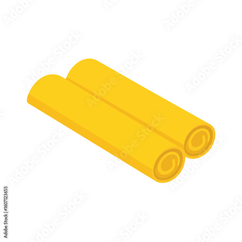 A pair of yellow, rolled cannelloni pasta tubes shown in a simple, isometric vector illustration.