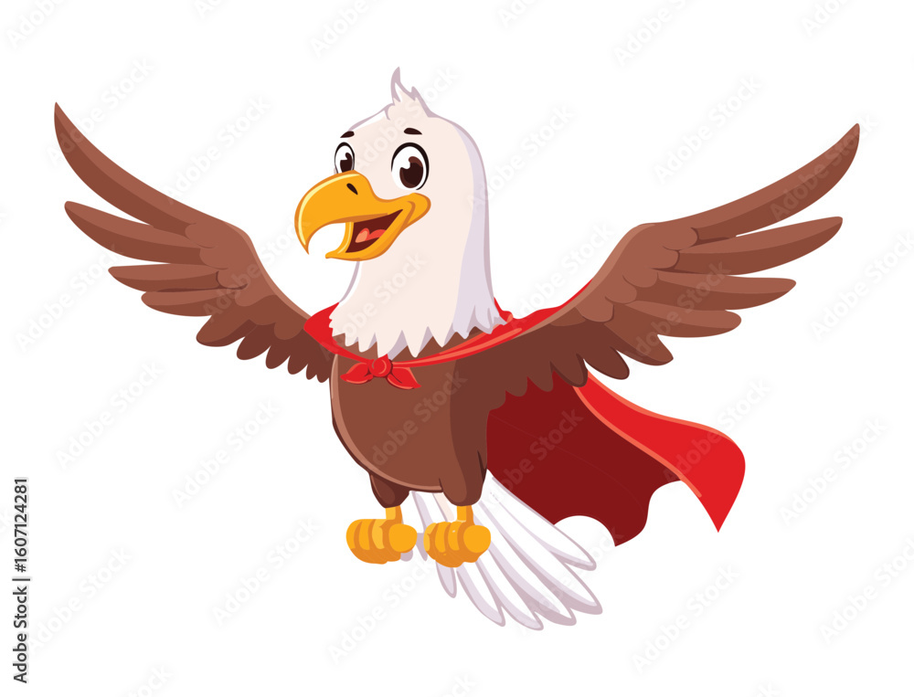 Obraz premium Patriotic Eagle Superhero Spreading Wings
