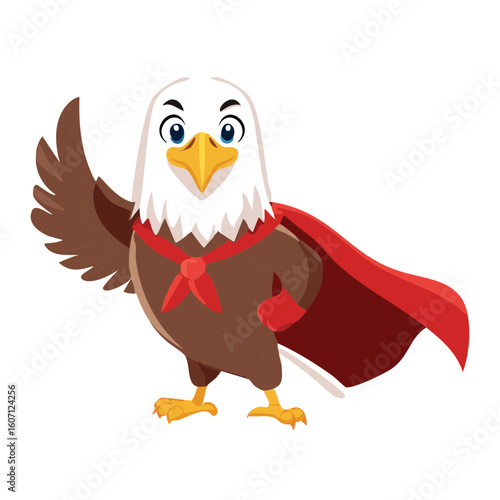 Cheerful Eagle Superhero Standing Bravely