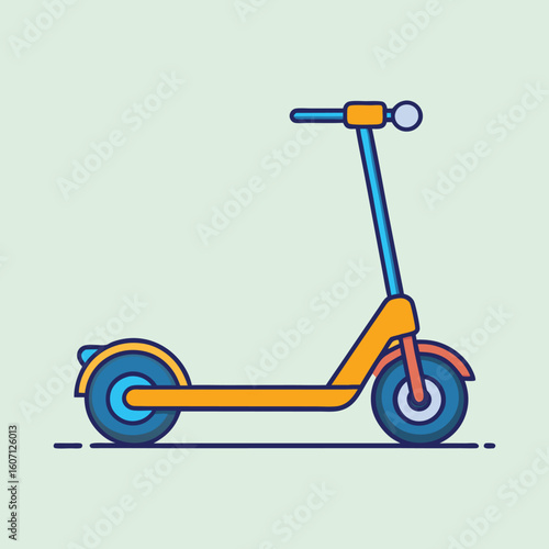 Illustration of a modern electric scooter with vibrant colors and clean lines
