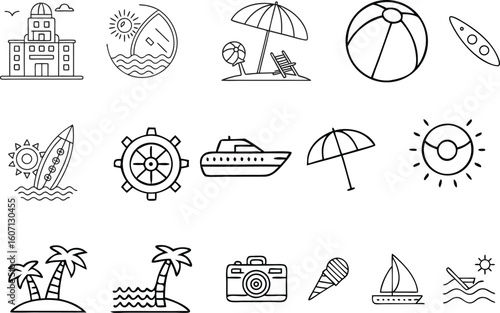 Summer Vacation Editable Icons set