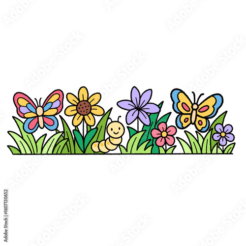 Cute nature bush cartoon element