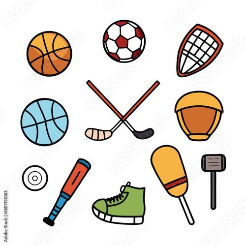 Sports Icons: A vibrant collection of meticulously designed sports icons, each element perfectly embodying the essence of various athletic pursuits.