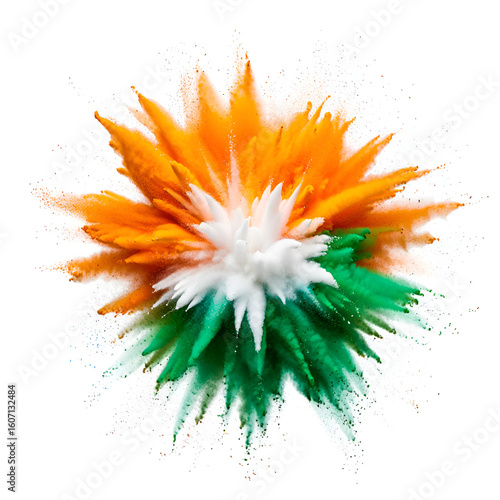 Powder Explosion Vector — Color Splash in Indian or Irish Flag Theme for Festival, Celebration, and Abstract Design Concepts