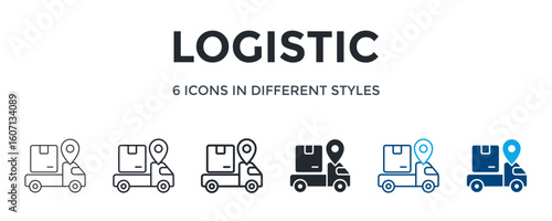 Logistic Icon In Different Style Vector Illustration. Designed In Thin Line, Regular Line, Bold Line, Glyph, Color Line, And Color Glyph Style Can Be Used For Web
