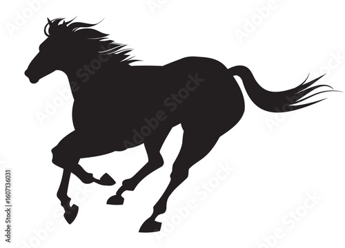 全速力で駆ける馬のシルエット