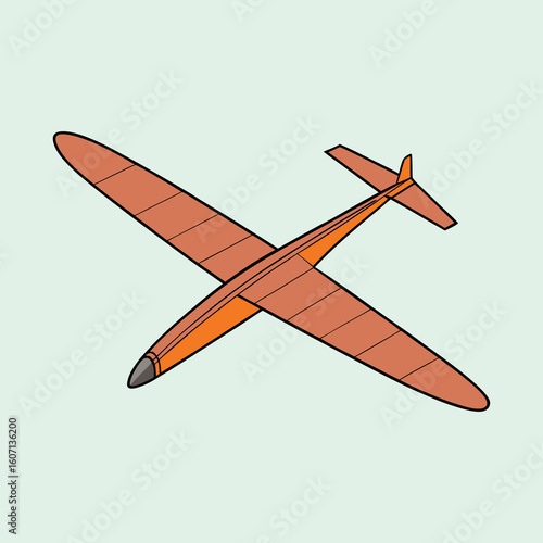 Illustration of a vintage glider or sailplane soaring through the air