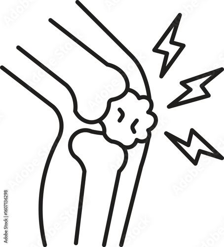 Arthritis knee joint pain icon , vector illustration .